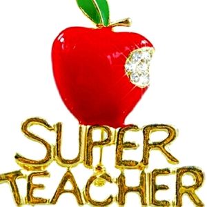 👩‍🏫Super Teacher🍎Rhinestone🍎Apple Brooch👩‍🏫